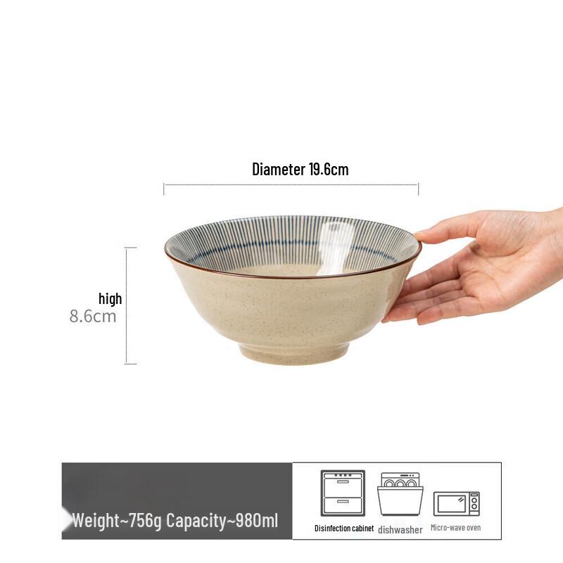 Abay Striped Ceramic Noodle Bowl