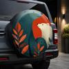 1pc, Warm Parent- Animal Illustration Style Orange-Red Plant Branch Leaf Pattern Car Tire Cover, Car Tire Protection Cover Decorative Utility Item, Ae