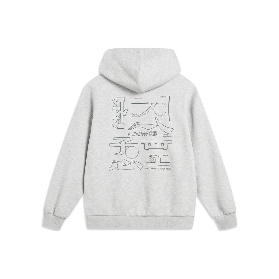 Li Ning Sports Lifestyle Series American Retro Printed Fleece Warm Pullover Long Sleeve Hoodie Early Autumn Sweatshirt Unisex sweatshirt AWDU923-2