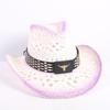 Popular European and American Fashion Hollow Woven Hat Straw Hat Men's and Women's Classic Outdoor Western Denim Straw Hat
