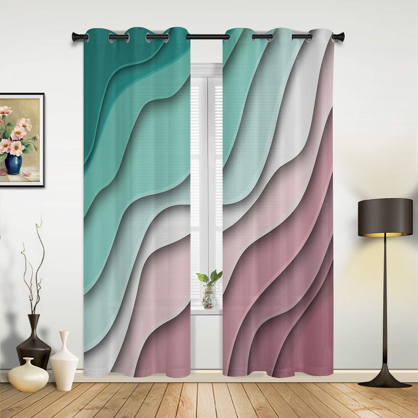 Salbeigrün Grauer Farbverlauf Fenstergardinen für Schlafzimmer Familienzimmer Vorhänge Küche Kinderzimmer Fenstervorhang Moderne Heimdekoration 135W x 60H(cm) x1