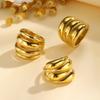 Waterproof Stainless Steel Chunky Dome Rings for Women, Geometric Ring Gold Plated Aesthetic Fashion Jewelry