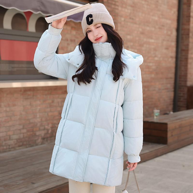 

Осень Зима Утолщенная Теплая Парка Женская Повседневная Однотонная Большой Карман Свободного Кроя Короткое Пальто Куртки Верхняя Одежда S