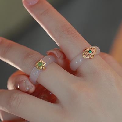Guochao Imitations-Jade-Ring Damen High-End-Ring mit Nischendesign Temperament Vielseitig High-End-Ring Exquisit