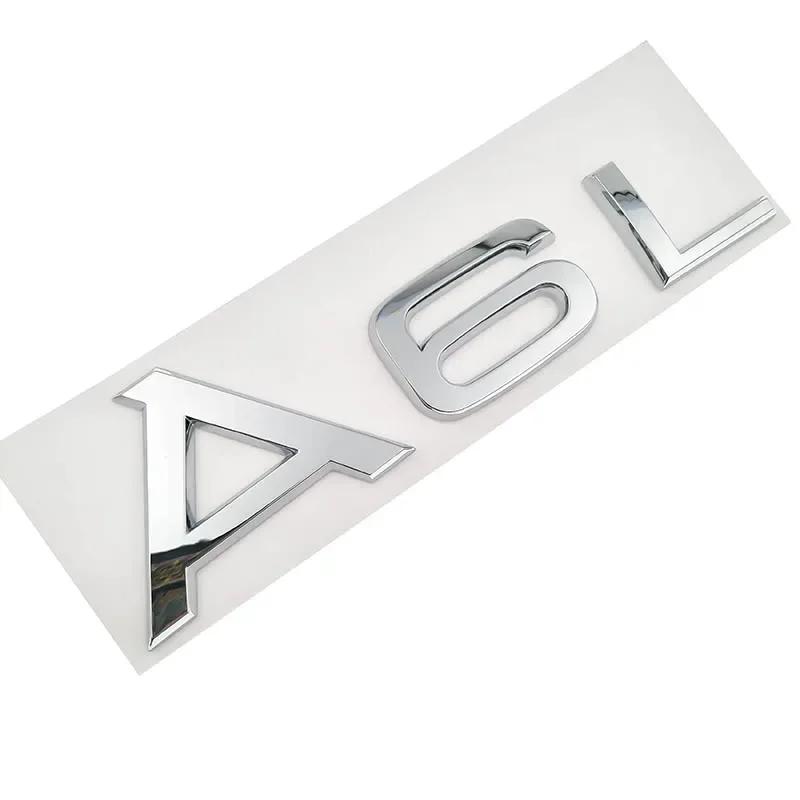 For Audi RS3 Letter Number Chrome Emblem for Audi Car Trunk Discharge Capacity Badge Sticker 1.8T 2.0T 3.0T 3.2 3.6 4.2 A3 A5 A7 A4L A6L A8L