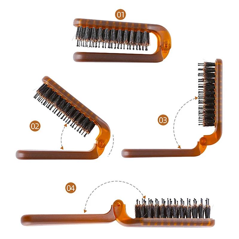 1pcs Mane Bristle Hair Brush Amber Foldable Portable Comb Pocket Collapsible Travel Massage Hair Styling Tool Salon Gift
