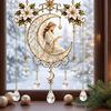 Elegant Indoor Hanging Decor Stained Glass Effect Blessing Suncatcher, Acrylic Angel Prayer Window Sun Catcher for Windows Ornament with Faux Crystal