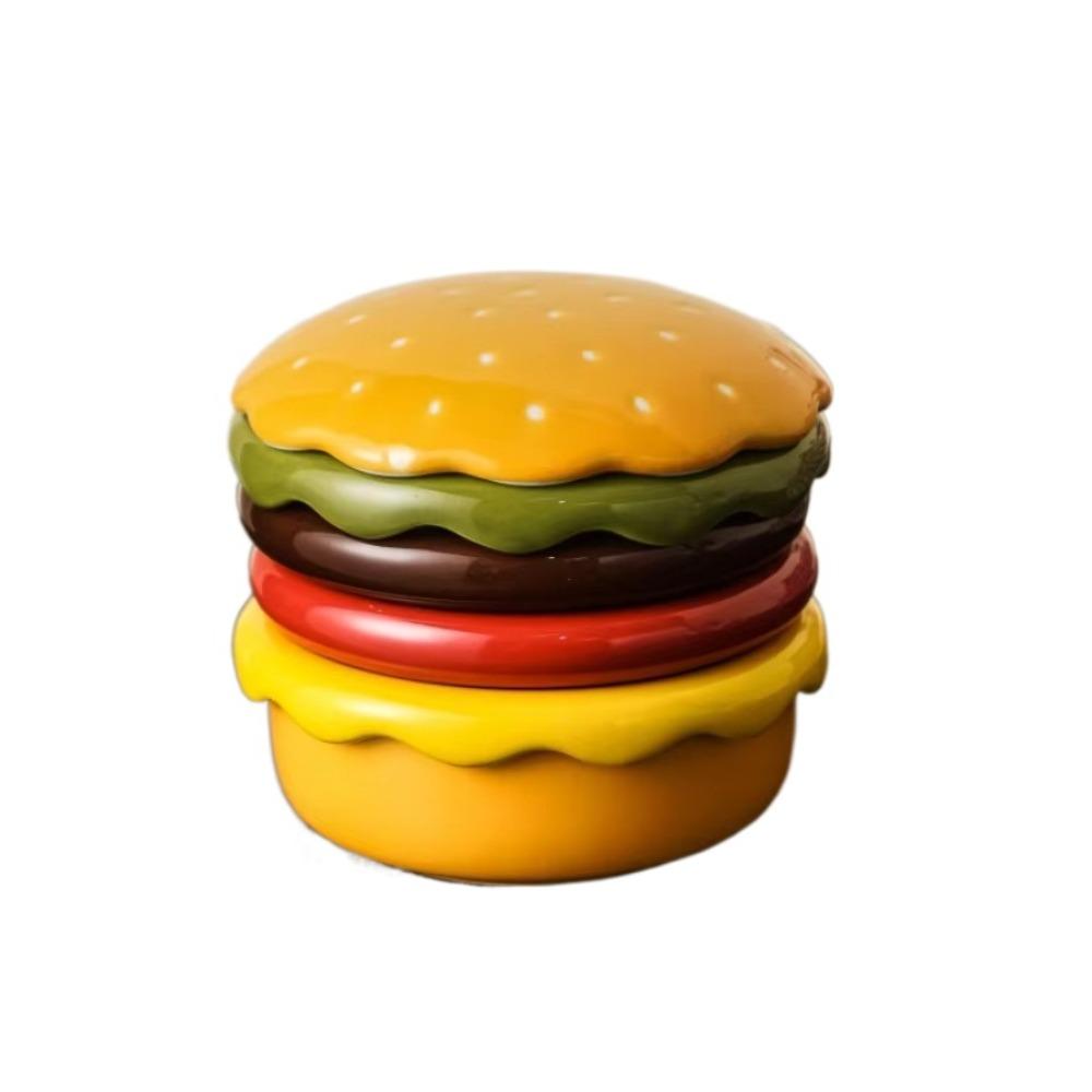 

Food-grade Glaze Burger Shape Ceramic Plate Set Stackable 6-Layer Cute Seasoning Dish Multi-Purpose Space Saving