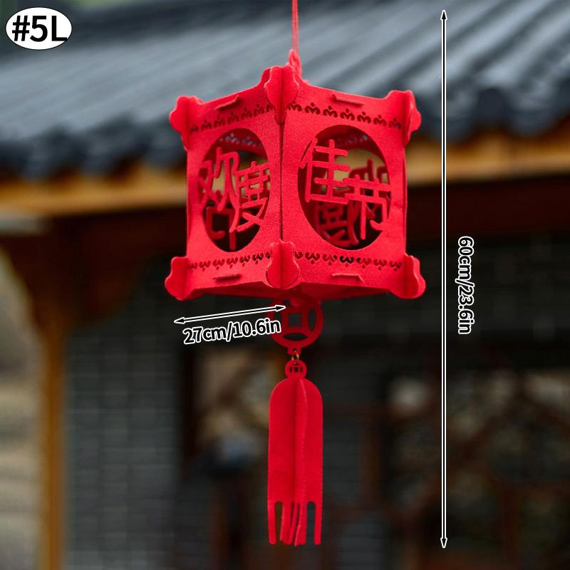 Red Chinese Lanterns Spring Festival Paper/Felt Lantern Chinese New Year Decorations Door Wall Decor Wedding Party Supplies