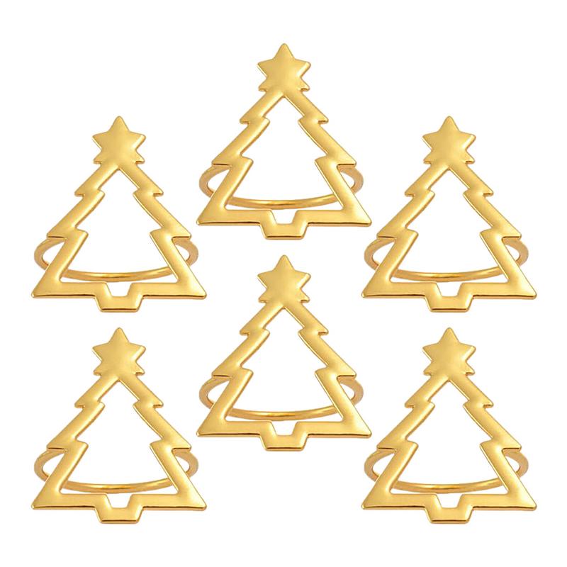 Christmas Napkin Rings 6X Christmas Tree Napkin Buckles Christmas Tree Napkin Ring Holder Buckle For Decor Wedding Banquet золотой