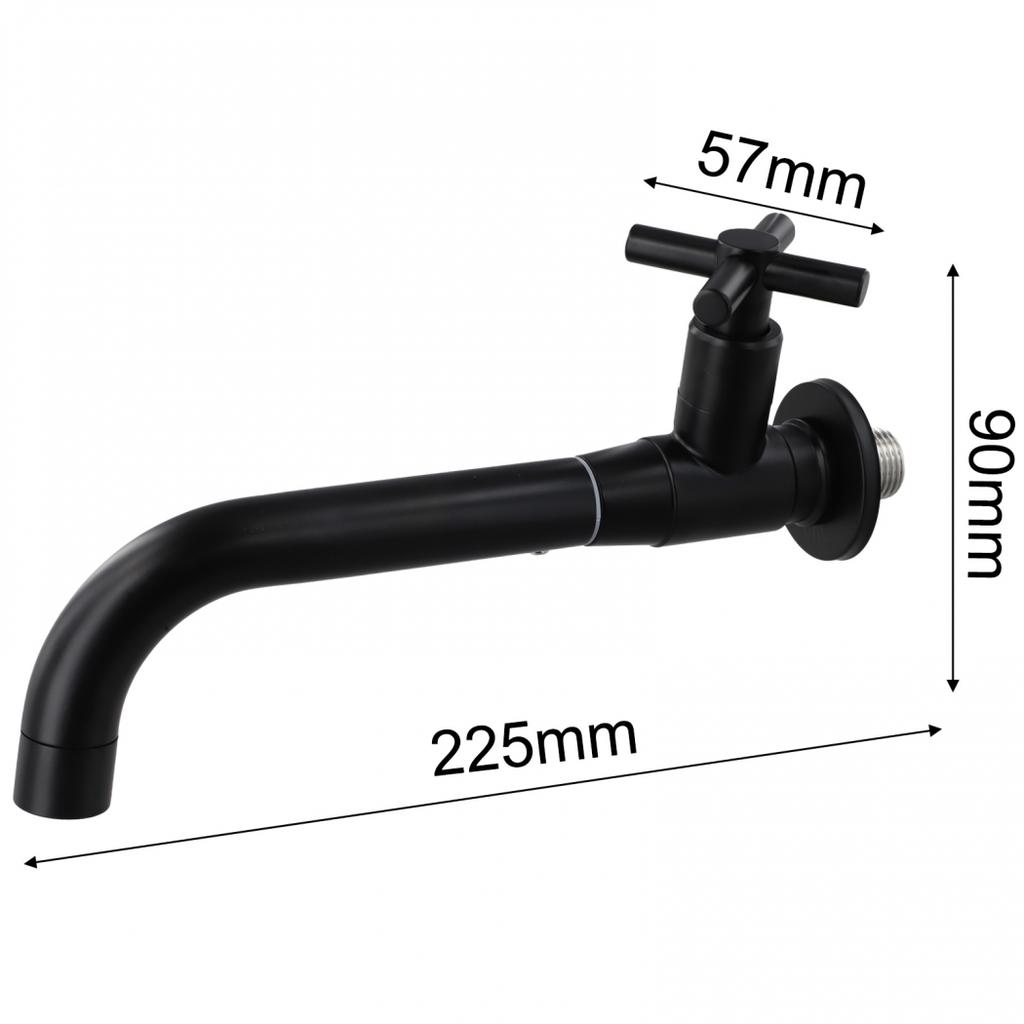 304 Stainless Steel Wall Mount Faucet with Round Spout for Outdoor Tap