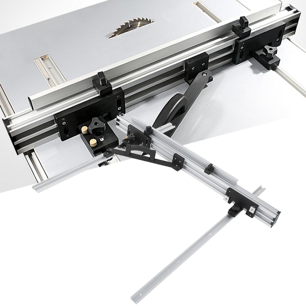 Table Saw Fence Set Black Silver Aluminum Alloy with Fine Adjustment Knob 800mm/1000mm