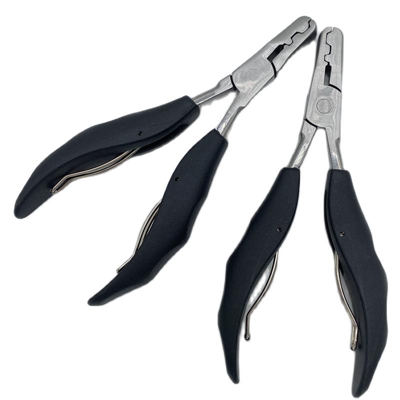 5.7 Inch 2 In 1 Black Handle Plier with Flat Grooves 3mm and 5mm Grooves Pre-Bonded Hair Extension Clamp