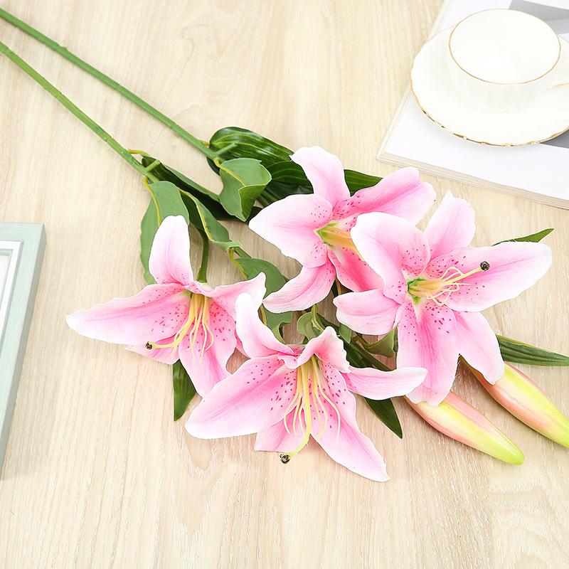 Green 3D Touch Faux Lily Bouquet - Multi-headed Flowers for Wedding and Home Decor.