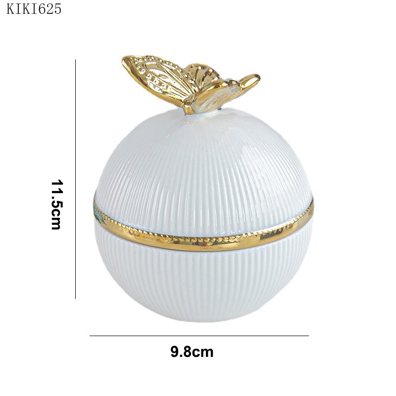 Creative Ceramic Jewelry Storage Jar Electroplating Golden Animal Cover Wedding Candy Gift Box Household Mini Sealed Jar Decor