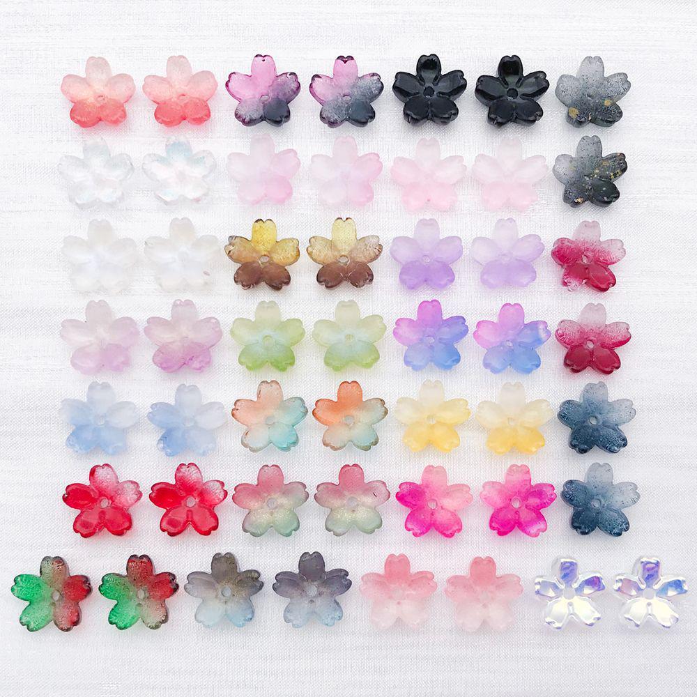 50 Multicolor Transparent Gradient Cherry Blossom Petal Charms for DIY Jewelry