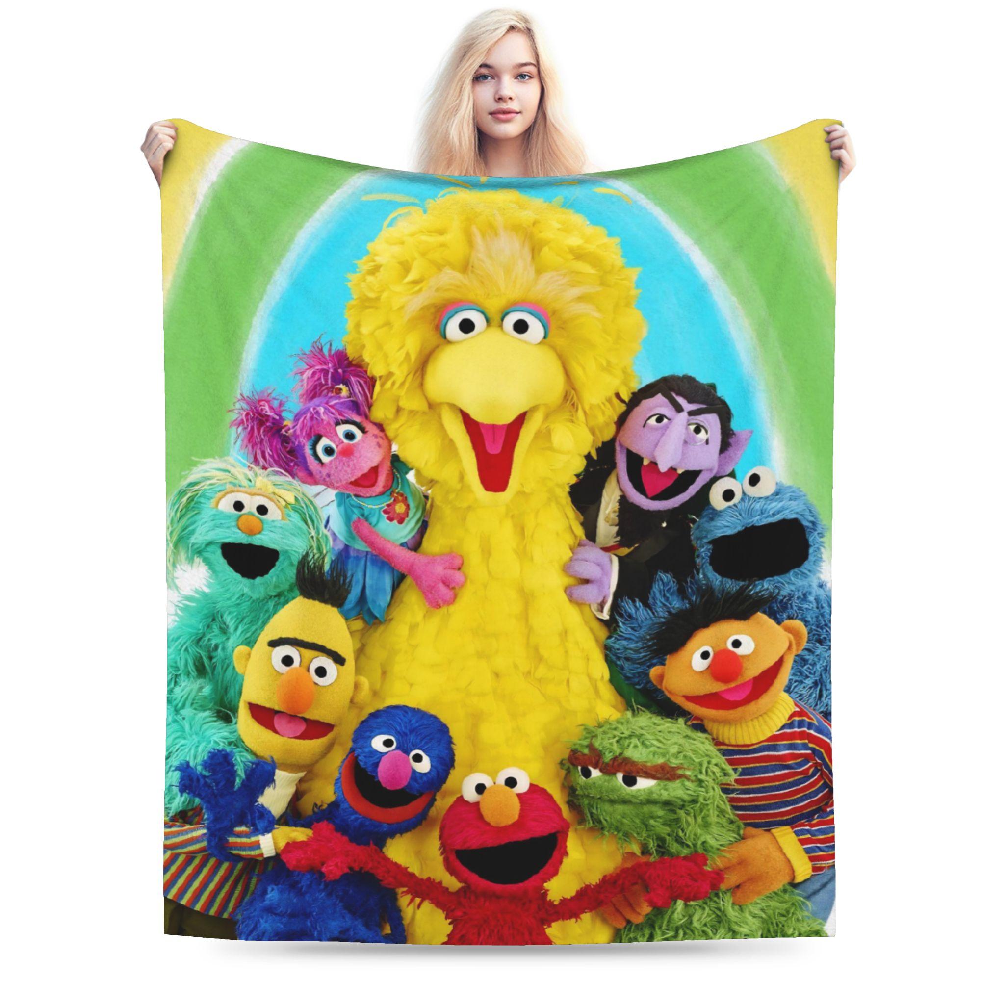 Sesame Street Cartoon Fleece Throw Blanket Elmo Abby Blankets for Home Office Warm Bedding Throws 130x150cm