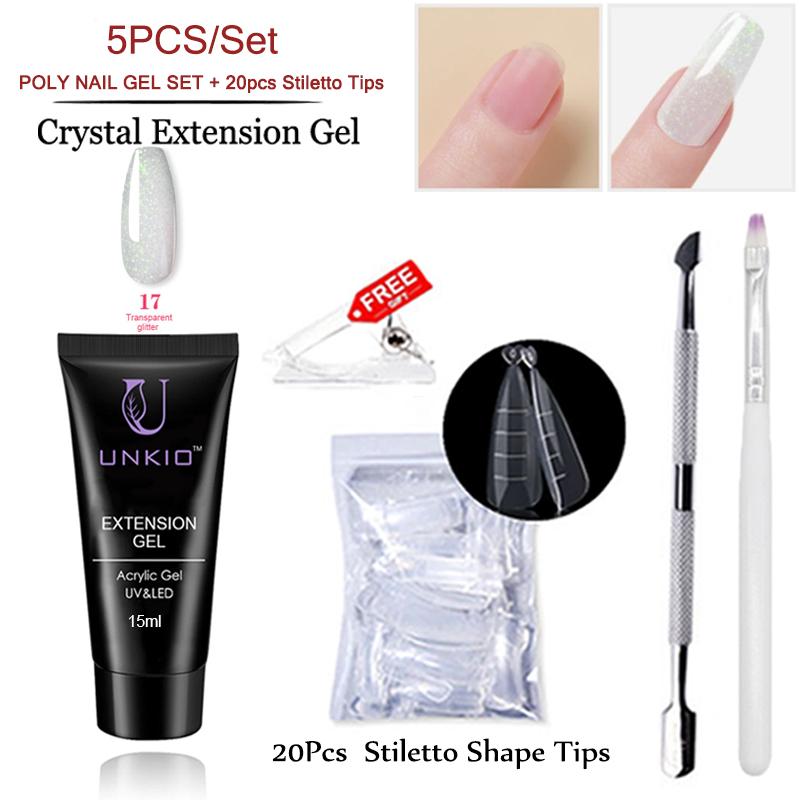 

UNKIO Poly Nail Get Set UV LED Быстрое наращивание шпильки Двойная форма Строительный гель для ногтей Маникюрный набор Гель-лак Мини-набор