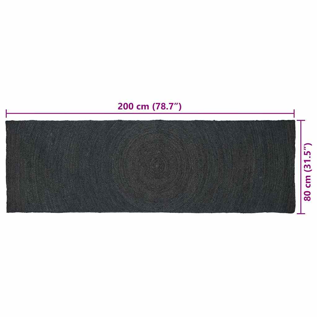 Area Rug Dark Gray 80 X 200 Cm Jute