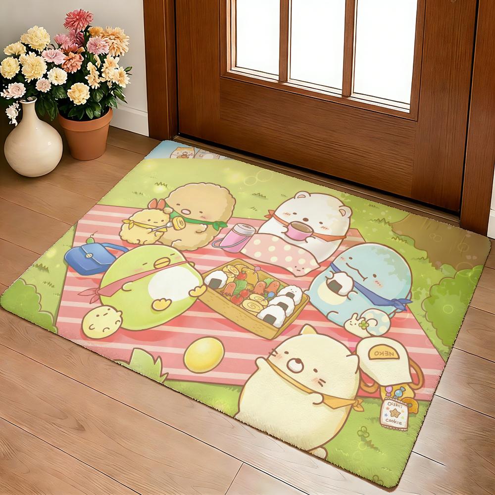 Kwaii Anime S-Sumikko Gurashi Floor Mat Cozy Flannel Soft Thick Non-Slip Mat For Living Room Bedroom Kitchen Decor Rugs