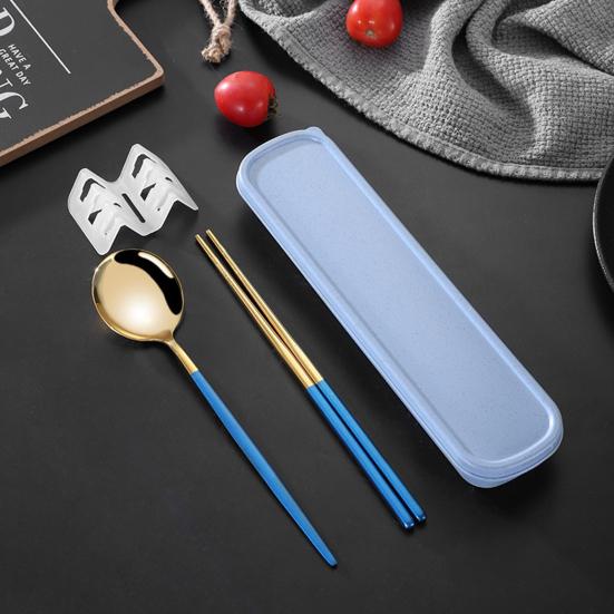 Kit Posate Coreano In Acciaio Inox | Bacchette Cucchiaio Forchetta Da Viaggio Con Scatola