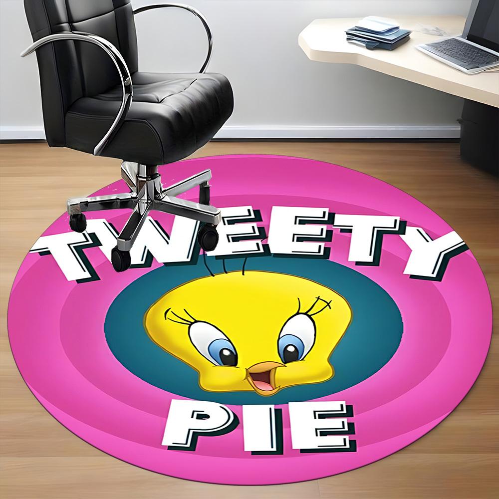 1pc Looney Tunes Tweety Pie Office Round Area Rug, Under Office Chairs Bedroom Living Room Home Decor A1022305