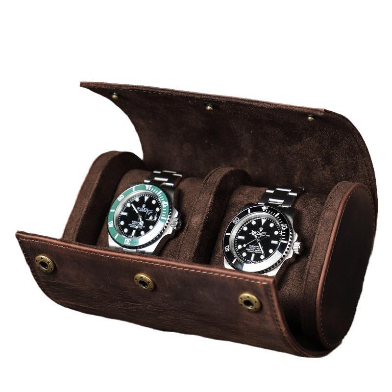 Retro Leather Travel Watch Box - Drop-Proof, Portable Storage for Mechanical Watches