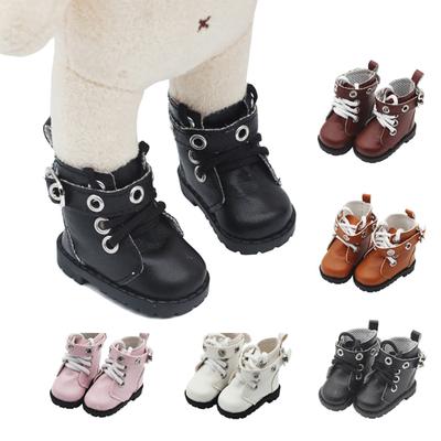 1 Paar Puppenschuhe zum Spielen Hochsimulierte Stilvolle Mini-Anziehpuppen-Mode Schuhe aus Kunstleder Zubehör Dekorationsbedarf
