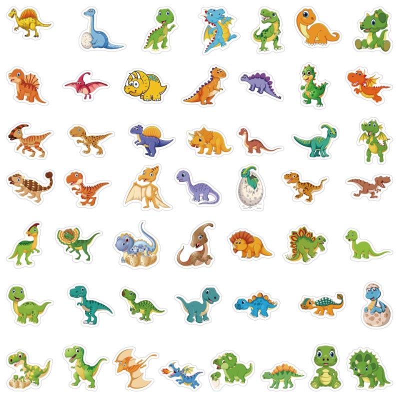 50PCS Dinosaur Stickers Set Cute Cartoon Animal Decals Vinyl Waterproof for Scrapbooking Skateboards Laptops
