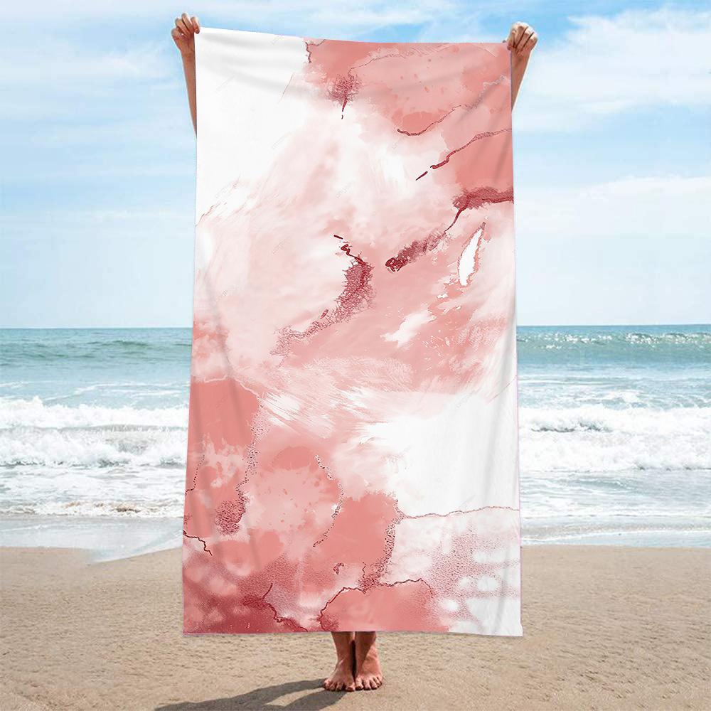 1pc Abstract Lemon Fruit Striped Pattern Beach Towel, Ultra-fine Fiber Quick Drying Absorbent Outdoor Swimming Beach Towel