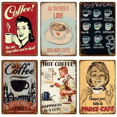 Vintage Tin Sign Plaque Metal Plate Wall Art Posters Metal Sign Retro Decor Coffee For Kitchen Bar Cafe Room Retro Iron Paint