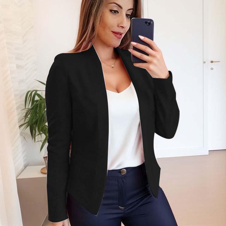 

Женский кардиган однотонный с длинным рукавом 2023 - Повседневная осенняя куртка XXL чёрный