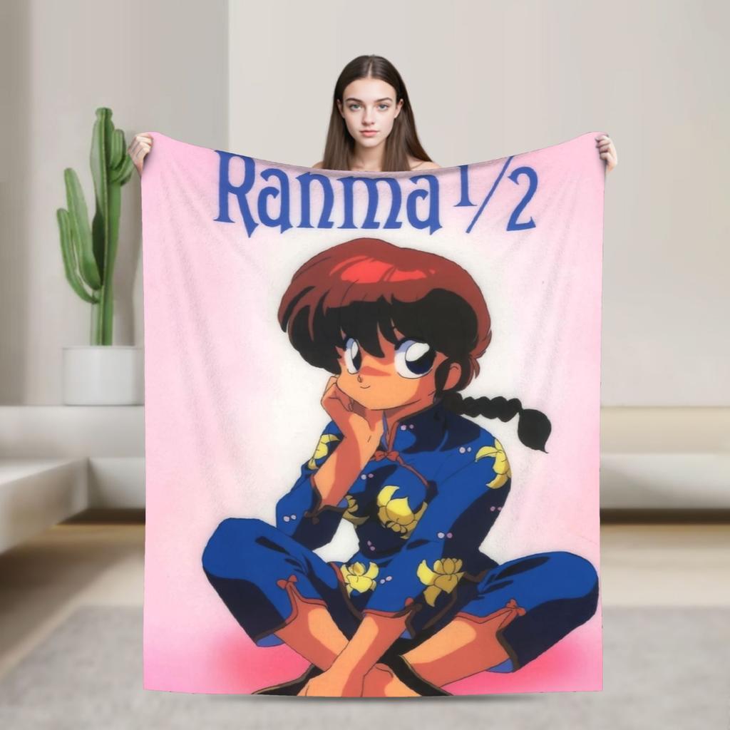 Anime Ranma And Akane Tendo Blanket Fleece Spring Autumn Portable Super Soft Throw Blankets for Sofa Travel Bedspread