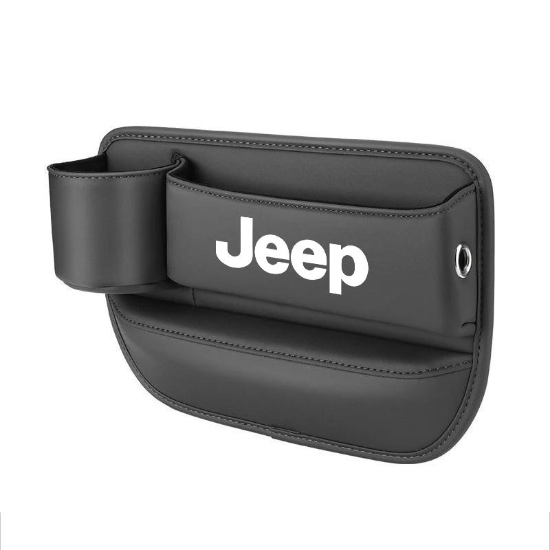 Car Leather Seat Gap Organizer With Cup Storage Box For Jeep Grand Cherokee Wrangler JK Gladiator Compass Renegade Patriot Liber