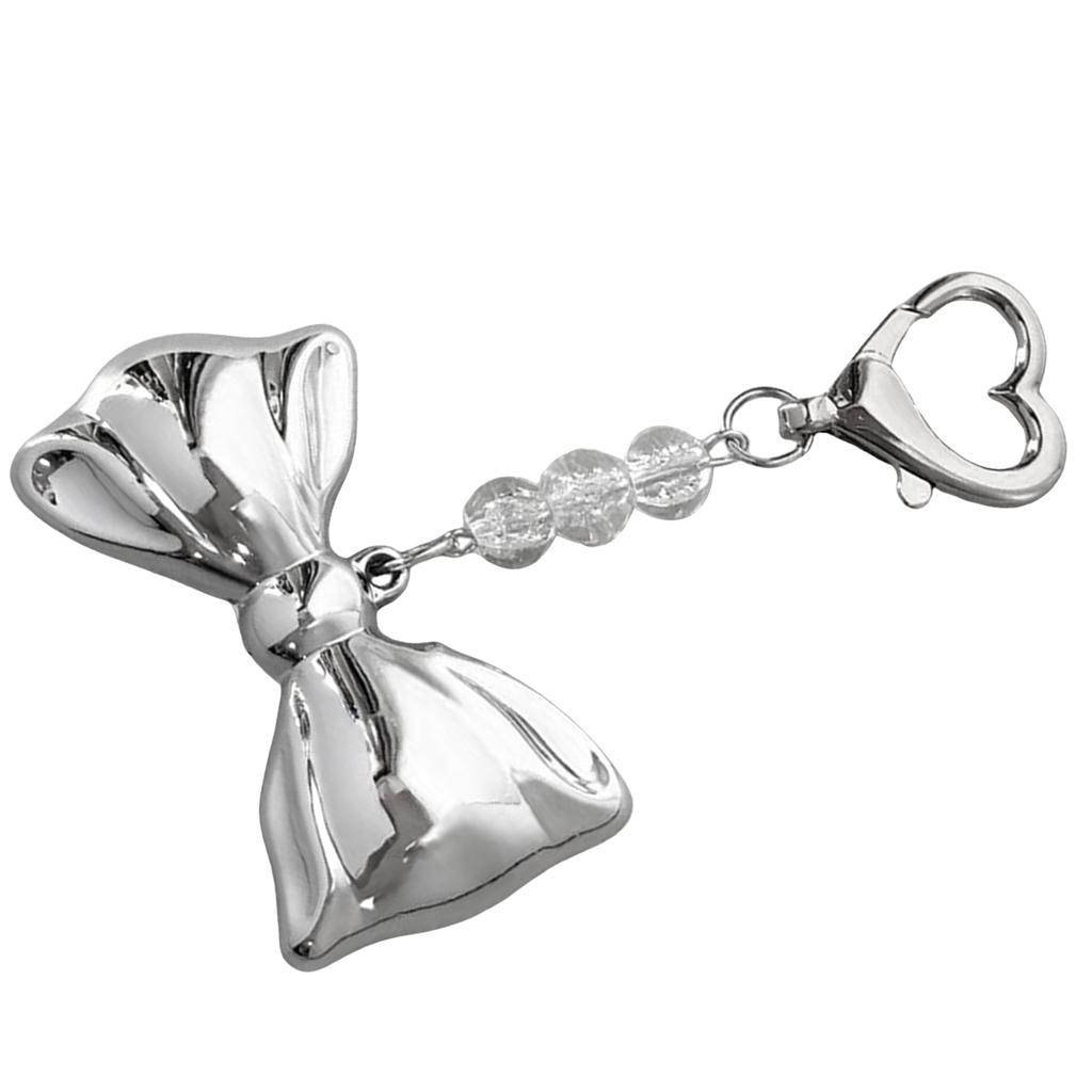 Krásný stříbrný přívěsek na klíče s mašličkou, přívěsek na tašku, přívěsek na telefon, dámský přívěsek na batoh, kabelku, krásná dekorace