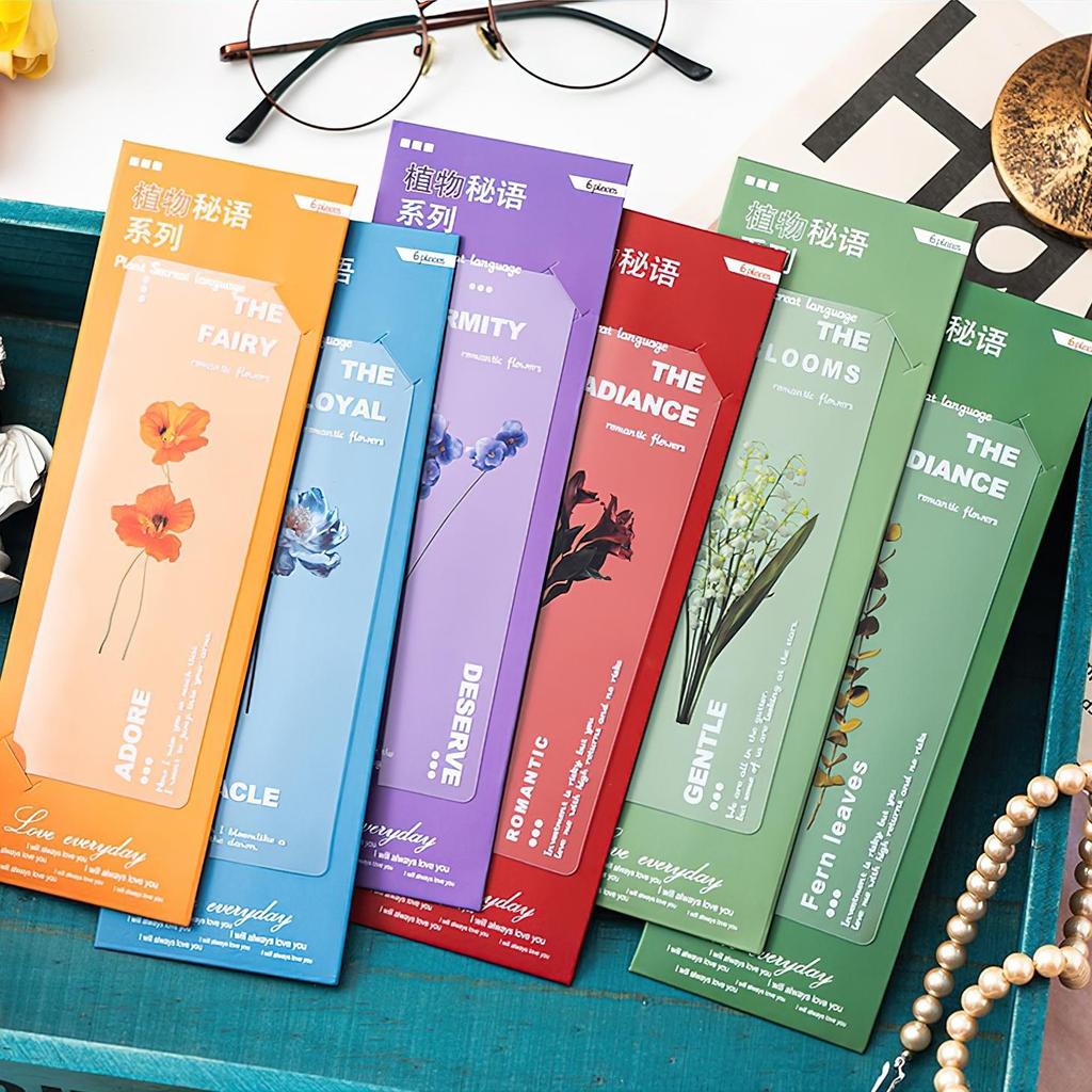 6 Stück Pflanzen Flüstern PVC Lesezeichen Set Natur Pflanzen Blumen Transparent Markierer Seite Notizhalter Schule Lesen Geschenk