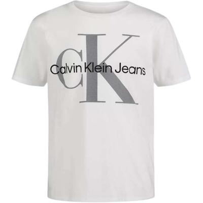 Calvin Klein Letter Pattern Round Neck Pullover Short Sleeve T-Shirt Unisex T-Shirt White CKAFB00F-100