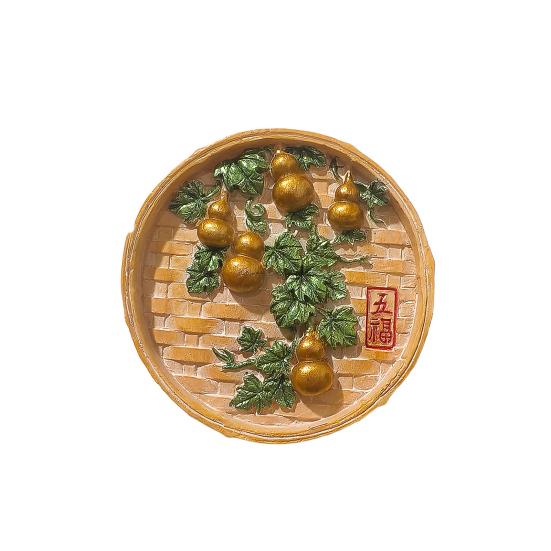 Five Gourds Refrigerator Magnet Bring Good Luck Wealth 3D Gourd Vine Round Refrigerator Magnet Home Office Kitchen Decoration
