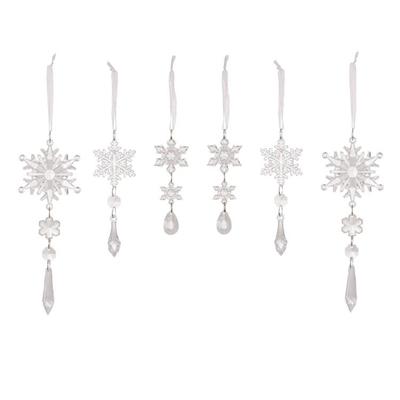 6Pcs Clear Snowflakes Hangings Acrylic Christmas Decoration for Window and Wall Easy Hanging Ornament for Parties