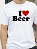 Lustiges Ich Liebe Bier Rotes Herz Grafik T-Shirt Unisex Baumwolle Locker Übergröße Lässig Trinken Mode T-Shirt