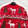 Herbst Winter Damen College Stil Gestrickter Weihnachts Rentier Pullover Oberteile für Mädchen