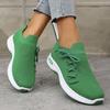 Fashion Breathable Knitted Sneakers for Women Green Lightweight Slip On Running Shoes Woman Comfort Non Slip Casual Sport Shoes