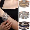 Women's Ethnic Style Magnetic Leather Bracelet with Woven Leaf Design