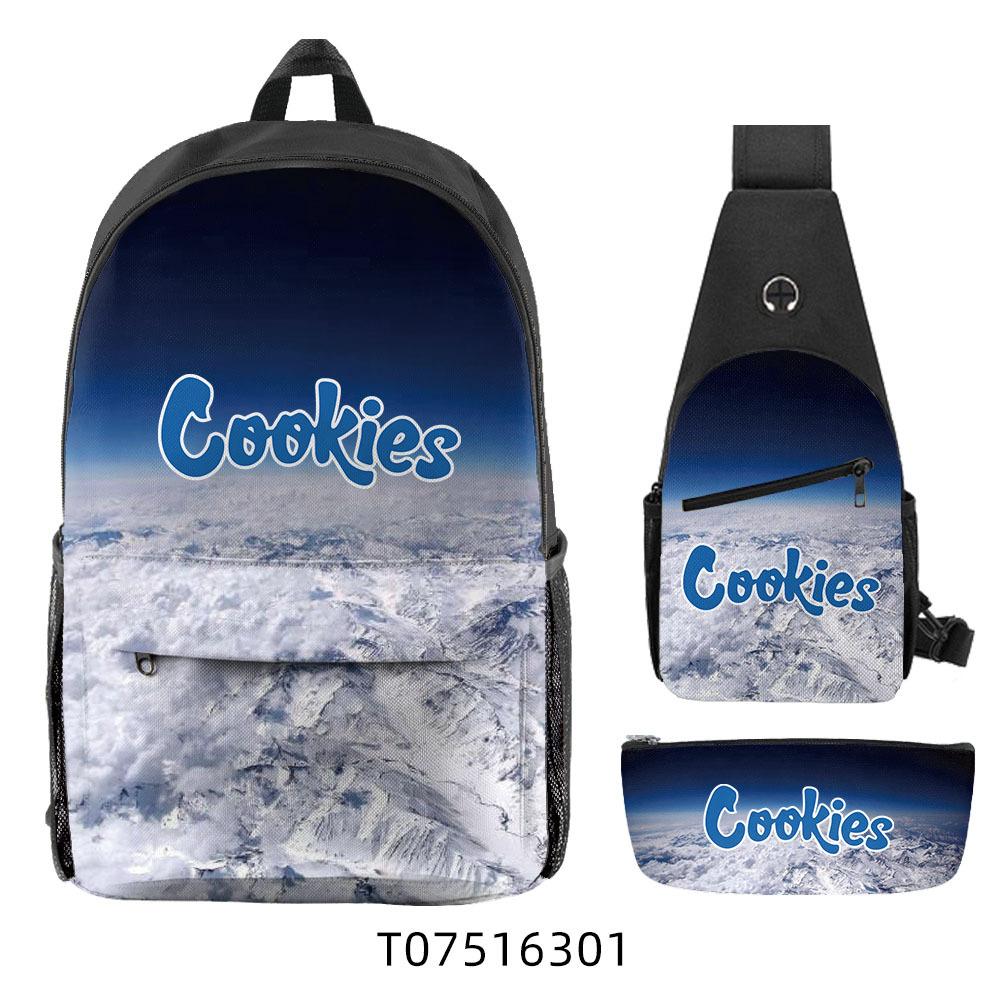 Cook Backpack Student School Bag Lightweight Polyester Backpack Three-Piece Set
