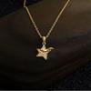 The Little Prince 18K Gold Star Necklace with Zircon, Elegant Star-Shaped Clavicle Chain for Women