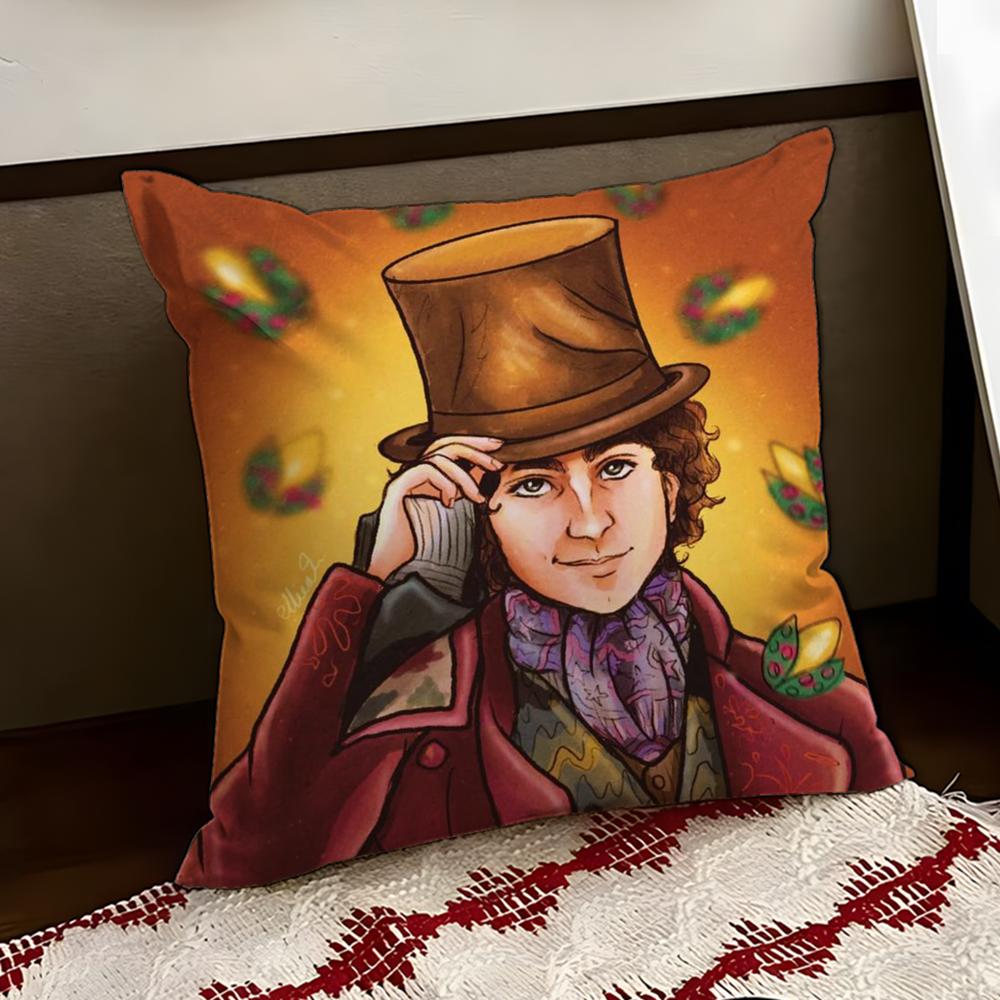 Moive WWonka New Cushion Cover Reversible Soft Durable Pillow Cover Home Car MultiScene Use for Daily Comfort