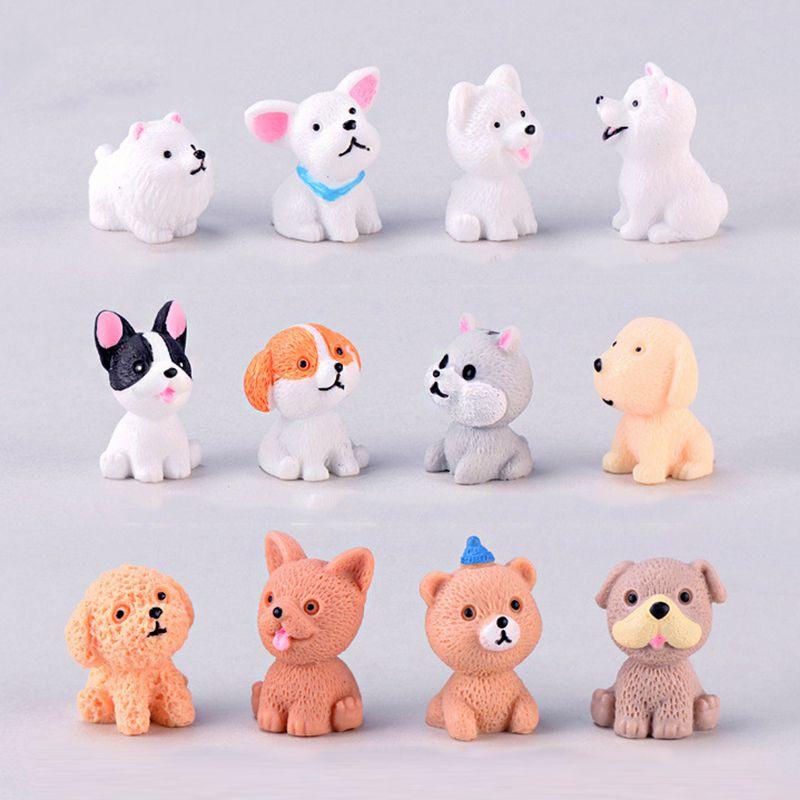 Cute Mini Resin Dog Dolls 12 Style Handicraft Ornaments Ideal For Micro Landscape Decor