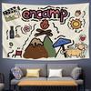 Handdrawn Camping  Picnic Hanging Cloth LargeSize Tapestry for Bars Coffee Shops  Homestays Cartoon Decorative Backdrop