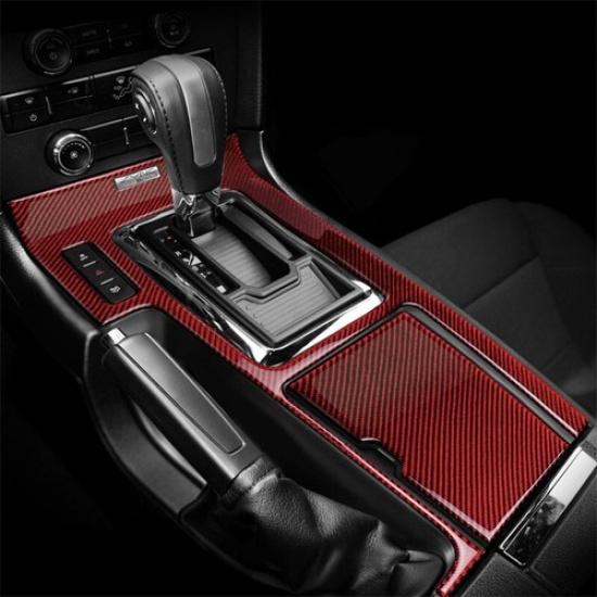 Bright Red Carbon Fiber Car Console Panel Sticker For Ford Mustang 2009-2013 LHD