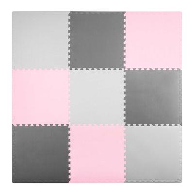 Foam Puzzle Mat 180X180Cm 9 Pcs Gray Pink